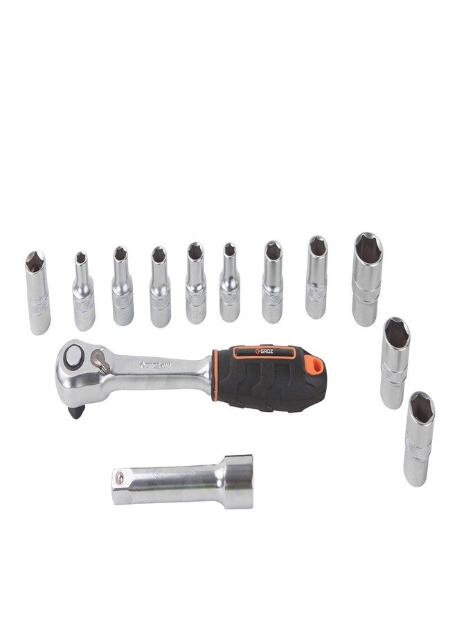 جروز مجموعة مفاتيح ربط يدوية Groz KIT/SKT/H/1-4/19/UG، مقاس 1/4 بوصة، سداسي، 19 قطعة - Image 4